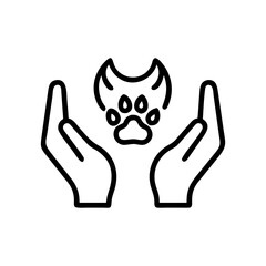 Obraz premium Icon of hands holding a paw print symbolizing wildlife protection for International Earth Day 