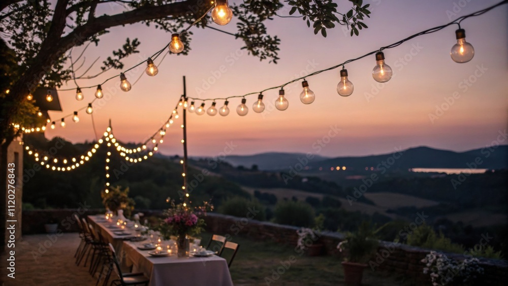 Poster delicate string lights le above casting a warm inviting glow on the intimate setting creating a magi
