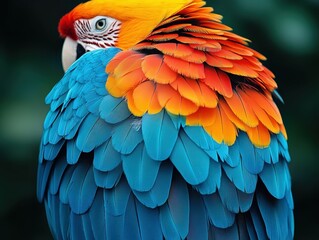 Obraz premium Vibrant parrot feathers in multicolor patterns with close texture detail