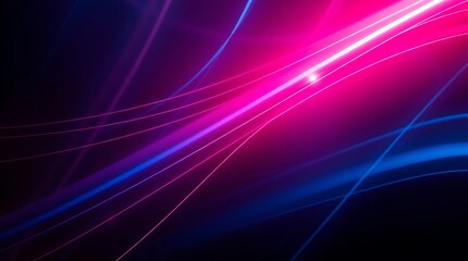 Obraz premium Neon Abstract: A vibrant burst of pink and blue neon light streaks across a dark background, creating an ethereal and captivating abstract art piece. The light is soft and warm.