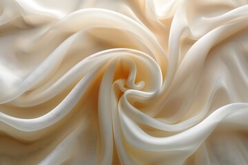 Fototapeta premium Elegant Silk Fabric Texture with Soft Beige and Cream Folds for Decorative Background Design