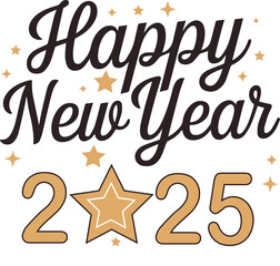 Happy new year-2025 t-shirt design vector illustration art