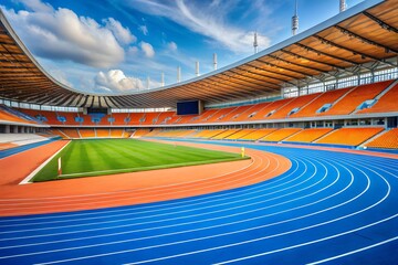 Fototapeta premium a stadium with a blue and orang track 