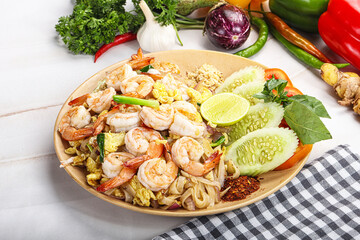 Asian cuisine frien rice with shrimps