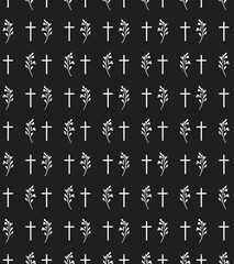 Obraz premium seamless pattern with church cross. Death and funerals. 