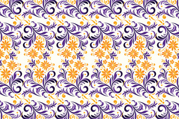 Fototapeta premium seamless pattern featuring botanical floral motifs, intricate flower designs, and decorative elements for fashion fabrics, creative projects, and modern textile applications