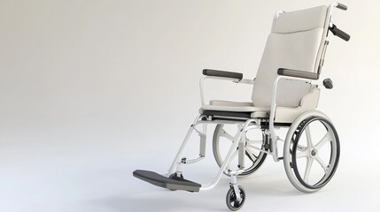 Fototapeta premium A white and tan hospital chair with wheels