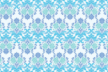 Elegant Seamless Floral Pattern with Blue Watercolor Blossoms, Botanical Motifs, and Rose Petals for Fashion Textiles, Modern Fabric Designs, and Creative Projects