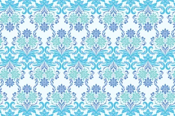 Gardinen Barock Elegant Seamless Floral Pattern with Blue Watercolor Blossoms, Botanical Motifs, and Rose Petals for Fashion Textiles, Modern Fabric Designs, and Creative Projects  © MuhammadUmar