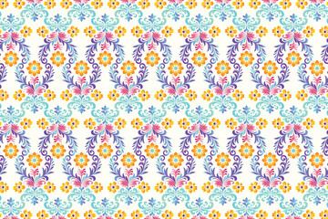 seamless pattern with botanical floral motifs, decorative flower designs, and ornamental elements for fashion textiles, modern fabric designs, and creative applications