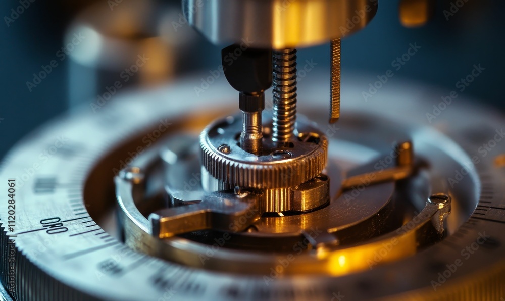 Poster close-up of intricate metallic gears and mechanism.