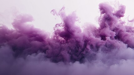 Fototapeta premium Illustration of Purple smoke on white background. Ai generated image