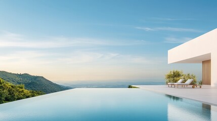 Fototapeta premium A pool with a white house in the background