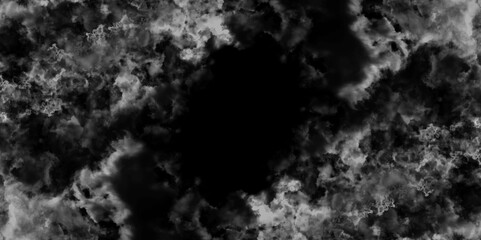 Abstract dark watercolor background. Grunge stained smoke on black background. Smoke Overlays background. white light and fog. Vector illustration. Smoky Gray mist vapor on black background.