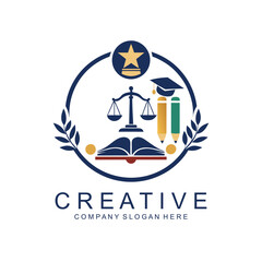 Law Education Logo Template Design Vector Symbol of law and justice Concept law and justice