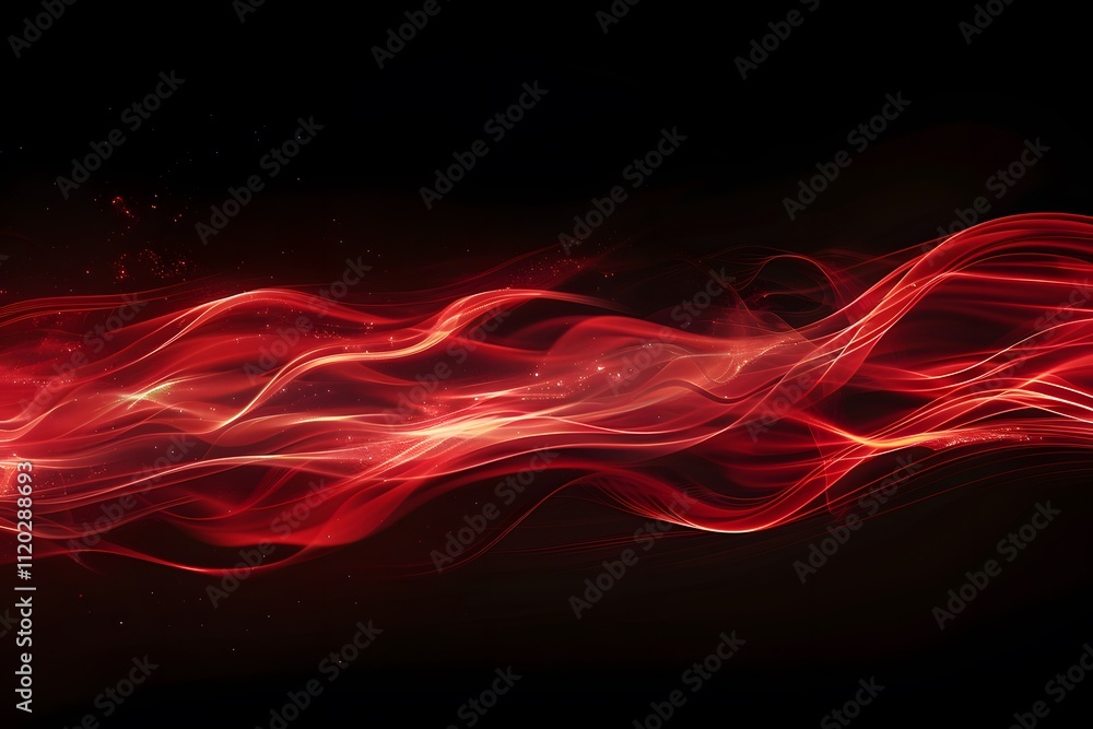 Poster dynamic red waves on a dark background
