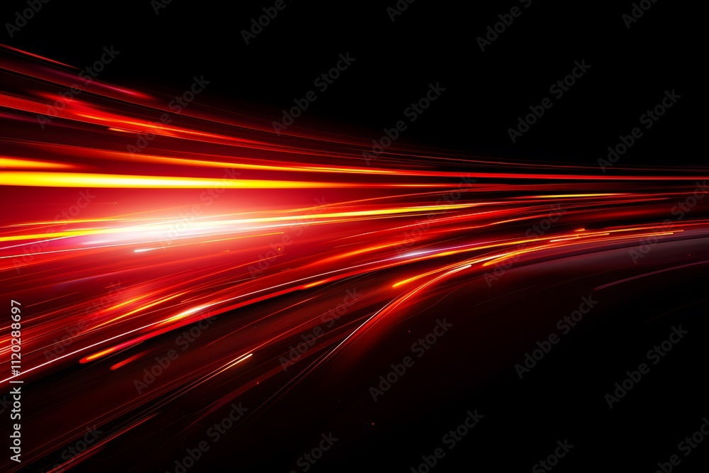 Poster dynamic red light trails on a dark background