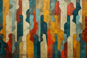 Vibrant Abstract Art Featuring Stylized Human Figures in Bold Colors