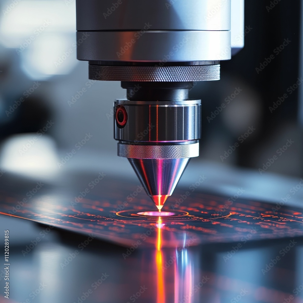 Poster precision instrument etching design onto surface.