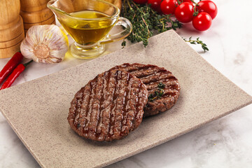 Grilled beef cutlet for burger