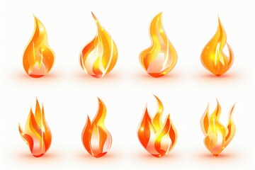 Fire icon, flame bonfire sign, campfire symbol, 3d realistic burn graphic element, fire emblem, grill pictogram