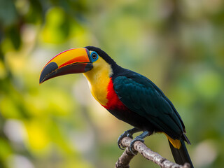 Fototapeta premium Colorful Toucan bird in the rainforest of Costa Rica.