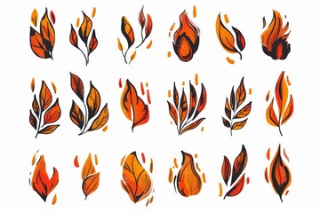 Fire icon, flame bonfire sign, campfire symbol, burn graphic element, fire emblem, grill pictogram