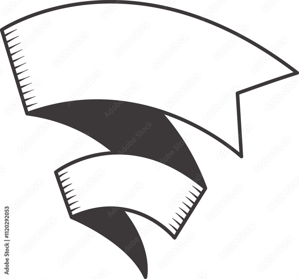 Poster two waving ribbons with serrated edges form an intriguing abstract shape, serving as a versatile des