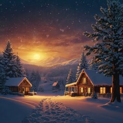 Christmas house in the mountains