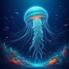 Jellyfish drifting along the current ;