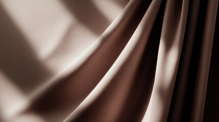 Elegant silk fabric drapes with soft shadows creating a soothing atmosphere in a well-lit room