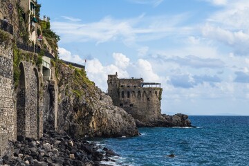 Maiori from a drone, Amalfi Coast, Salerno, Campania, Italy