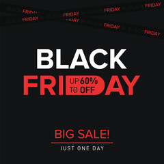 Black Friday Sale Banner with 60% Discount. This Week Only. Exclusive Offer. Big Sale!