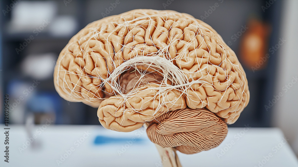 Poster neurological disorders nervous system care. close-up image showcasing neural connections within a hu