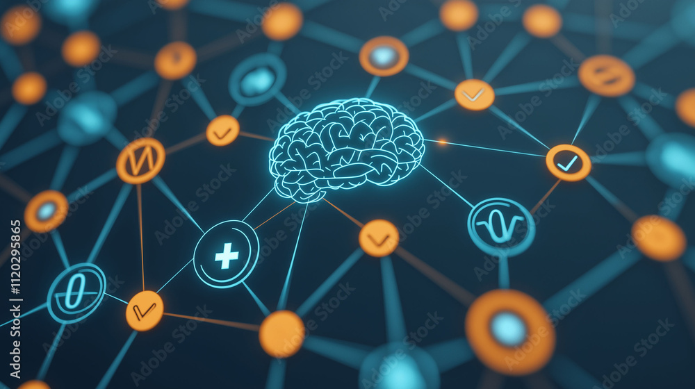 Poster neurological disorders nervous system care. conceptual image illustrating brain therapy using neural