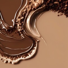 Gourmet mocha pudding with cocoa powder garnish, luxurious dessert in PANTONE 17-1230 Mocha Mousse palette
