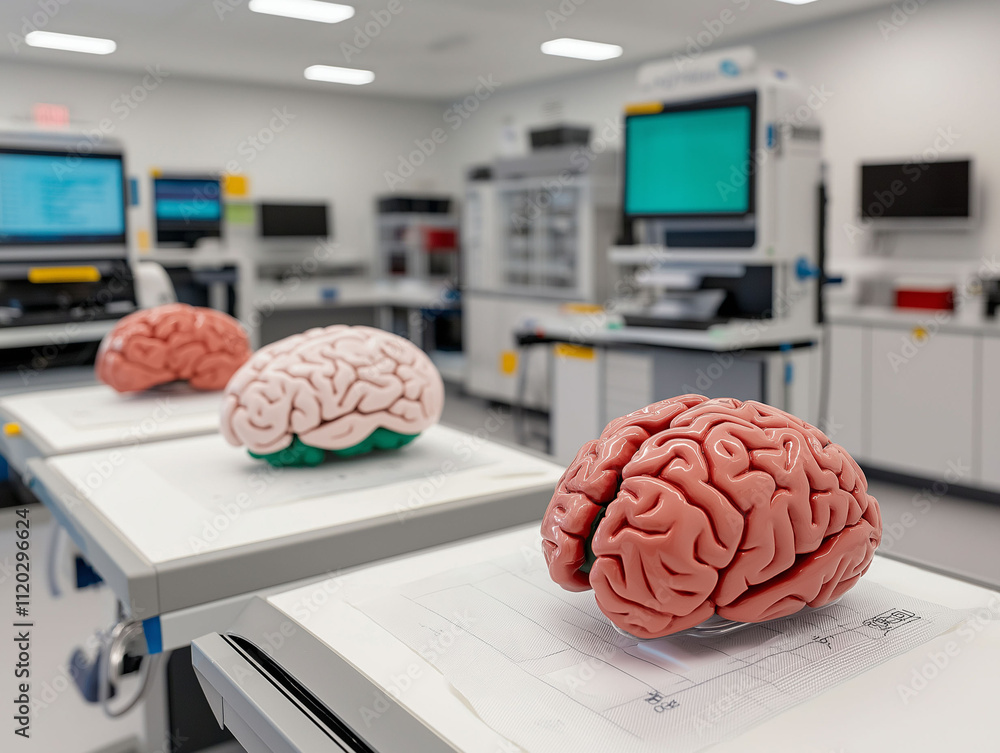 Aufkleber neurological disorders nervous system care. neurological research image depicting a lab setting with