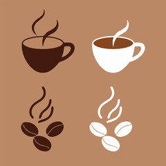 Obraz premium Set of 4 coffee cup and bean icons vector