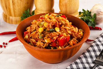 Mexican spicy rice with vegetables