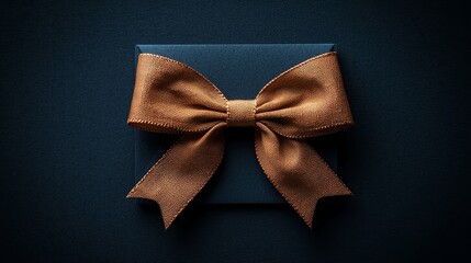 A black gift box with a brown bow on it