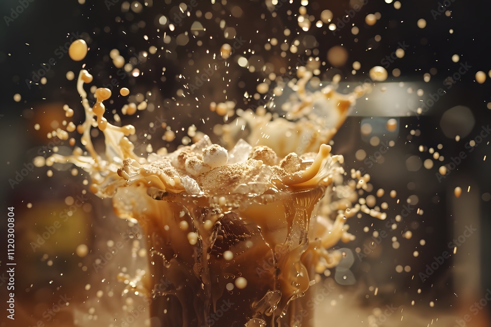 Poster captivating splash of refreshing beverage in motion