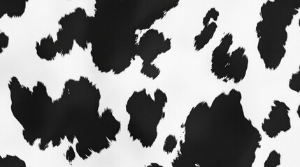 Seamless cowhide pattern. Black and white spots on textile surface.