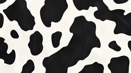 Abstract cowhide pattern, black and white spots on textured background.