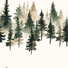 Obraz premium Vector seamless pattern of Christmas Watercolor Winter Forest