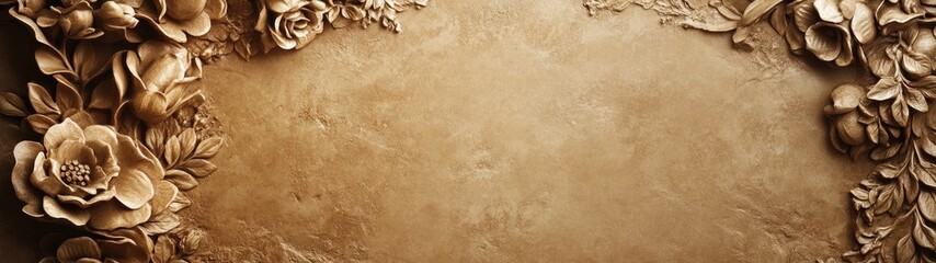 Obraz premium Brown floral textured background with copy space.