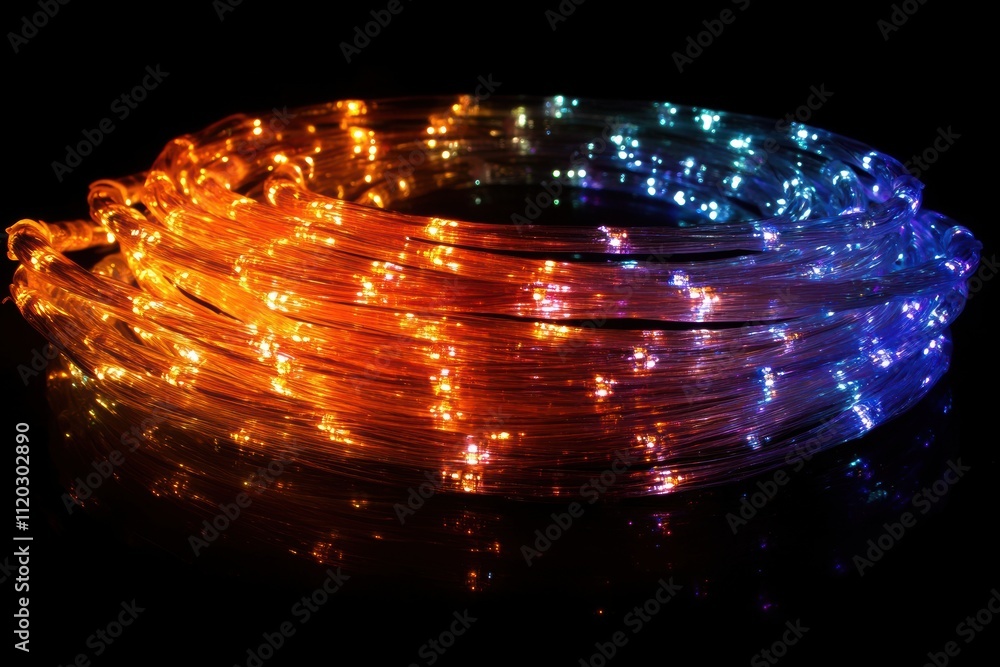 Poster a long string of lights in a rainbow of colors. generative ai