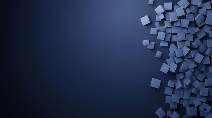 Dark Blue Background with Scattered Small Squares Creating a Modern Abstract Texture and Pattern Design