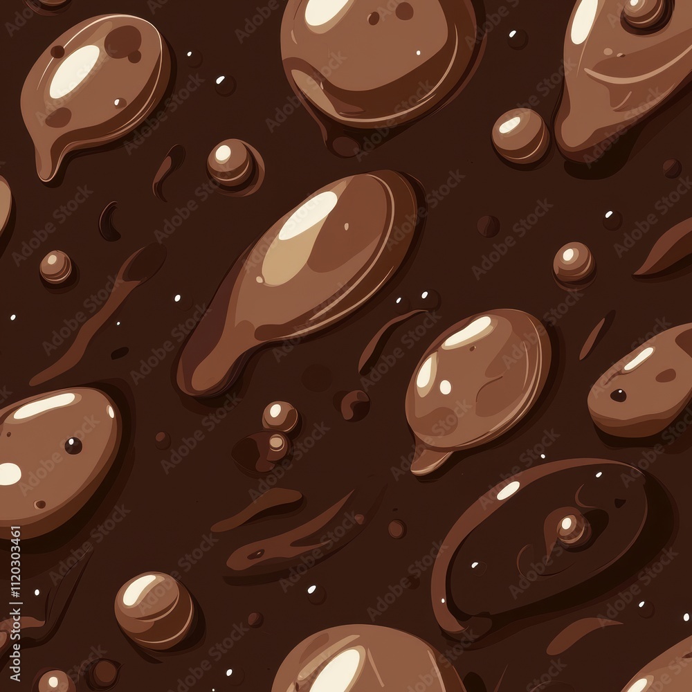 Poster a chocolate pattern with many different shapes and sizes. generative ai