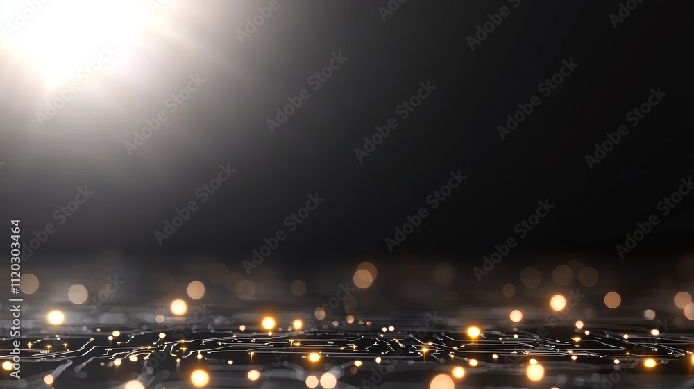 Poster abstract background with bokeh effect and light reflections on surface for technology and creative d