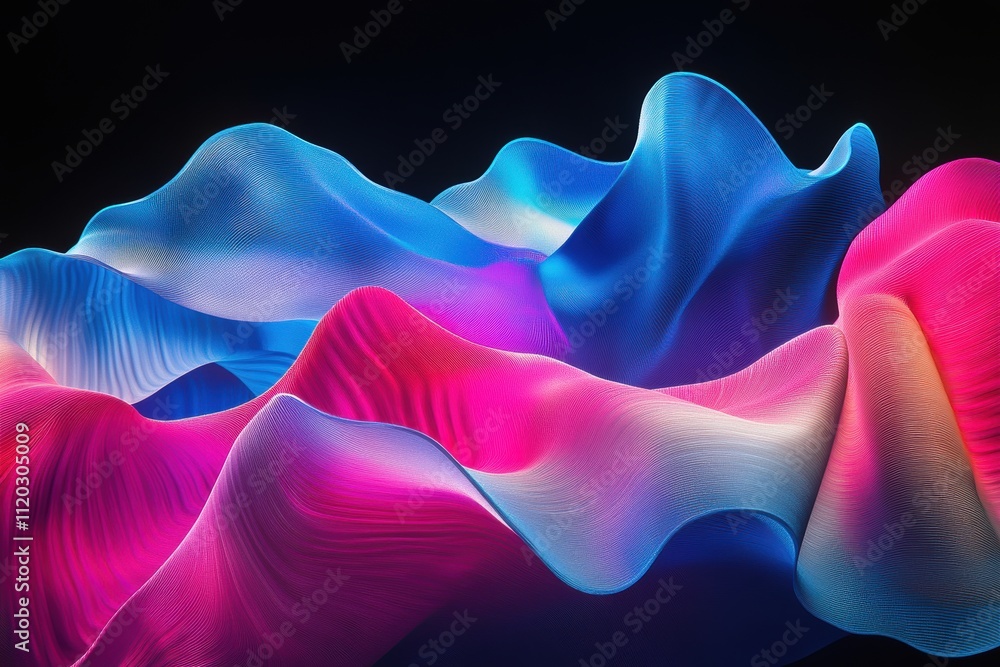 Poster a colorful, abstract image of a wave with a blue and pink swirl. generative ai